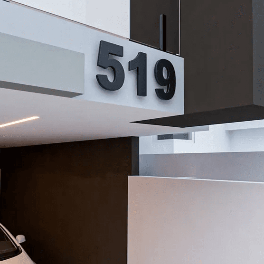 Número Residencial Flutuante 30cm Preto Fosco Atemporal